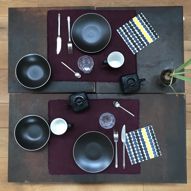 Set de table en lin lavé bords frangés-Linenme